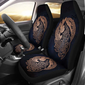 Norse Viking Car Seat Covers - Viking Wolf Celtic Galaxy Car Seat Covers Orange Amazing 105905 - YourCarButBetter