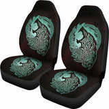 Norse Viking Car Seat Covers - Viking Wolf Celtic Galaxy Car Seat Covers Turquoise Amazing 105905 - YourCarButBetter