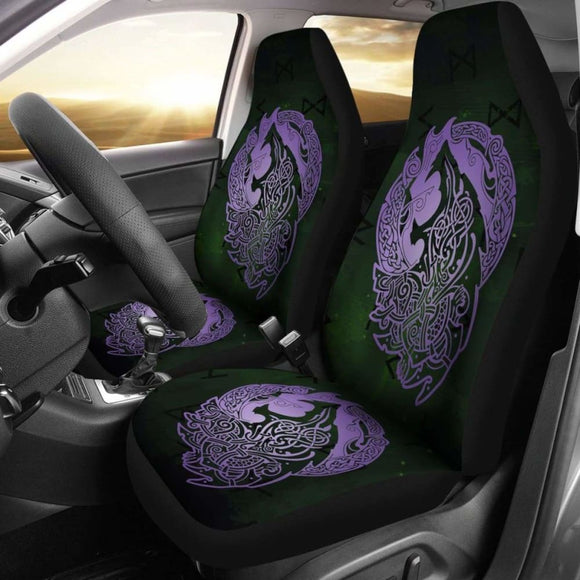 Norse Viking Car Seat Covers - Viking Wolf Celtic Galaxy Car Seat Covers Violet Amazing 105905 - YourCarButBetter