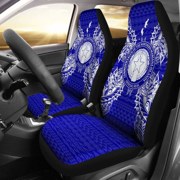 Northern Mariana Islands Car Seat Cover - C N M I Seal Map Blue - 105905 - YourCarButBetter