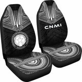 Northern Mariana Islands Car Seat Cover - C N M I Seal Polynesian Chief Tattoo Black Version - 10 174914 - YourCarButBetter