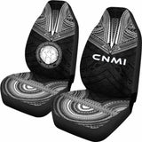 Northern Mariana Islands Car Seat Cover - C N M I Seal Polynesian Chief Tattoo Black Version - 10 174914 - YourCarButBetter