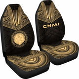Northern Mariana Islands Car Seat Cover - C N M I Seal Polynesian Chief Tattoo Gold Version - 10 174914 - YourCarButBetter