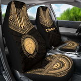 Northern Mariana Islands Car Seat Cover - C N M I Seal Polynesian Chief Tattoo Gold Version - 10 174914 - YourCarButBetter