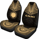 Northern Mariana Islands Car Seat Cover - C N M I Seal Polynesian Chief Tattoo Gold Version - 10 174914 - YourCarButBetter