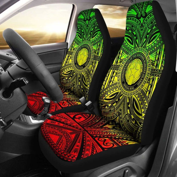 Northern Mariana Islands Car Seat Cover - Northern Mariana Islands Coat Of Arms Polynesian Reggae Style 105905 - YourCarButBetter