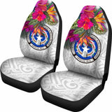 Northern Mariana Islands Car Seat Covers Polynesian Hibiscus White Pattern - 232125 - YourCarButBetter