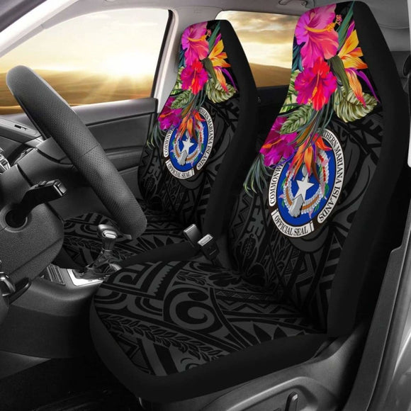 Northern Mariana Islands Car Seat Covers - Saipan Hibiscus Polynesian Pattern - 232125 - YourCarButBetter