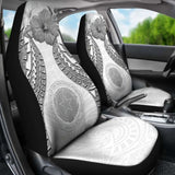 Northern Mariana Islands Polynesian Car Seat Covers Pride Seal And Hibiscus White - 232125 - YourCarButBetter
