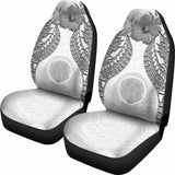 Northern Mariana Islands Polynesian Car Seat Covers Pride Seal And Hibiscus White - 232125 - YourCarButBetter