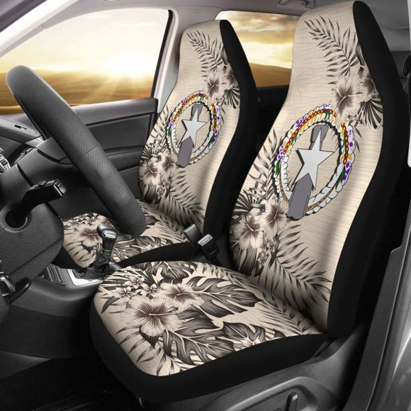 Nothern Mariana Islands Car Seat Covers The Beige Hibiscus (Set Of Two) 7 232125 - YourCarButBetter