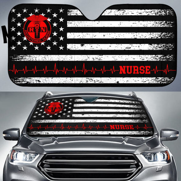 Nurse Custom American Flag Car Accessories Car Auto Sun Shades 210401 - YourCarButBetter