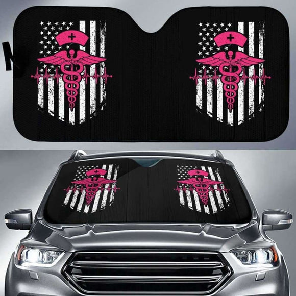 Nurse Flag Pink Symbol Auto Sun Car Shades 172609 - YourCarButBetter