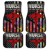 Nurse Live Love Save Lifes Car Floor Mats American Flag 211103 - YourCarButBetter