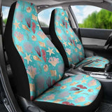 Ocean Pattern Shells Coral Teal Water Background Car Seat Covers 153908 - YourCarButBetter