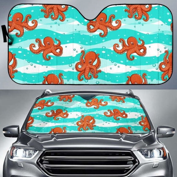 Octopuses Sea Wave Background Car Auto Sun Shades 460402 - YourCarButBetter