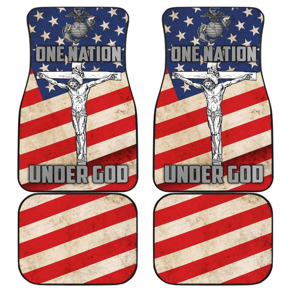 One Nation Under God American Flag Car Floor Mats Patriot Day 212501 - YourCarButBetter