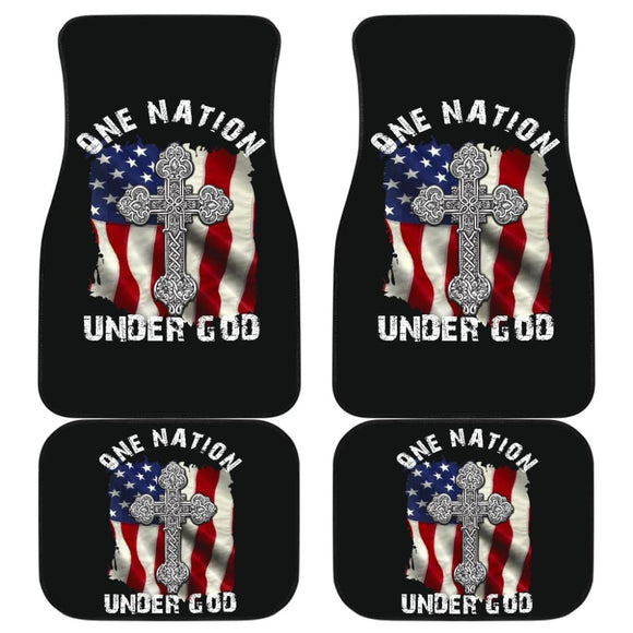 One Nation Under God American Flag Cross Car Floor Mats 211703 - YourCarButBetter