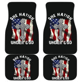 One Nation Under God American Flag Cross Car Floor Mats 211703 - YourCarButBetter