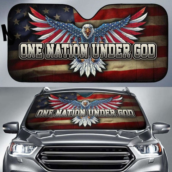 One Nation Under God American Flag Day Auto Sun Shade Amazing 172609 - YourCarButBetter