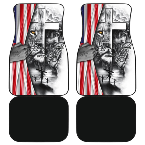 One Nation Under God American Flag Day Independence Car Floor Mats 212501 - YourCarButBetter
