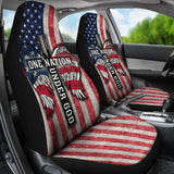 One Nation Under God American Flag Wings Cross Car Seat Covers 211703 - YourCarButBetter