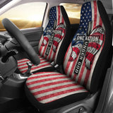 One Nation Under God American Flag Wings Cross Car Seat Covers 211703 - YourCarButBetter