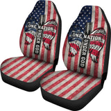 One Nation Under God American Flag Wings Cross Car Seat Covers 211703 - YourCarButBetter