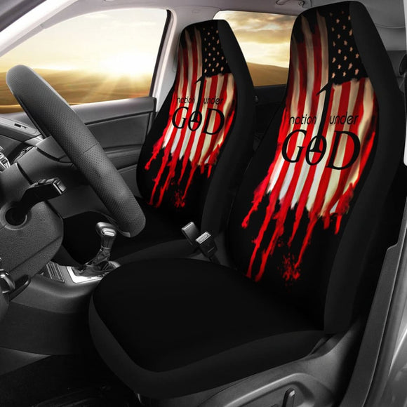 One Nation Under God Proud American Flag Universal Printing Car Seat Covers 212501 - YourCarButBetter