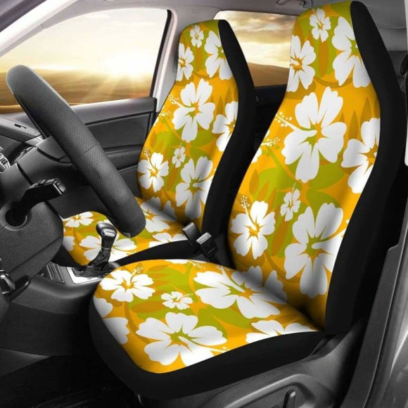 Orange Aloha Flowers Car Seat Covers 153908 - YourCarButBetter
