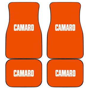 Orange Camaro White Letter Car Floor Mats 211004 - YourCarButBetter