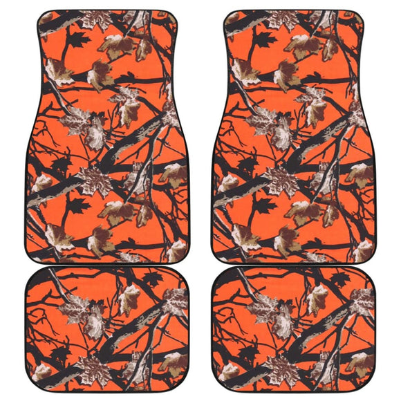 Orange Forest Hunting Camouflage Car Floor Mats 210807 - YourCarButBetter