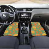 Orange Fruit Pattern Green Background Front And Back Car Mats 174914 - YourCarButBetter