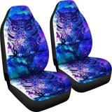 Owl Blue Background Art Design Car Seat Covers Animals Fantasy 210302 - YourCarButBetter