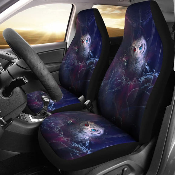 Owl Blue Red Eyes Art Design Car Seat Covers Animals Fantasy 210302 - YourCarButBetter