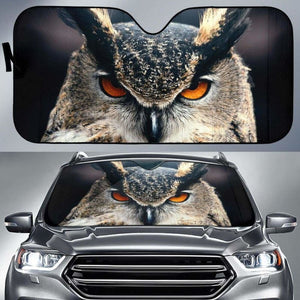 Owl Close Up 4K Car Sun Shade 172609 - YourCarButBetter