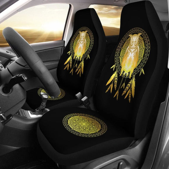 Owl Dream Catcher Gold - Owl Car Seat Covers 094209 - YourCarButBetter