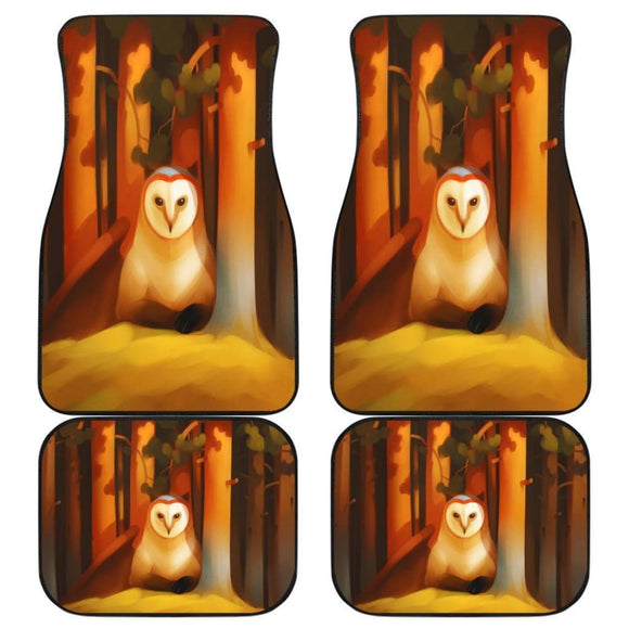 Owl Face In Autumn Wild Animal Car Floor Mats 094209 - YourCarButBetter