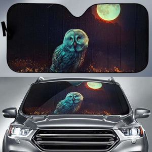 Owl Night Full Moon Surreal Hd Car Sun Shade 172609 - YourCarButBetter