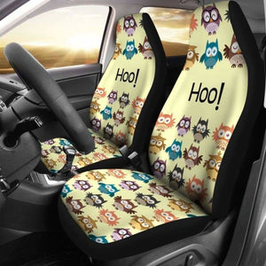Owls Cute Car Seat Covers Yellow 174716 - YourCarButBetter