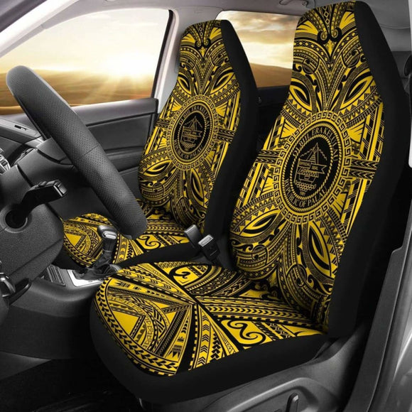 Palau Car Seat Cover - Palau Coat Of Arms Polynesian Gold Black 105905 - YourCarButBetter