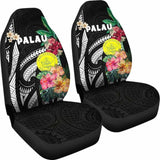 Palau Car Seat Covers Coat Of Arms Polynesian With Hibiscus 232125 - YourCarButBetter
