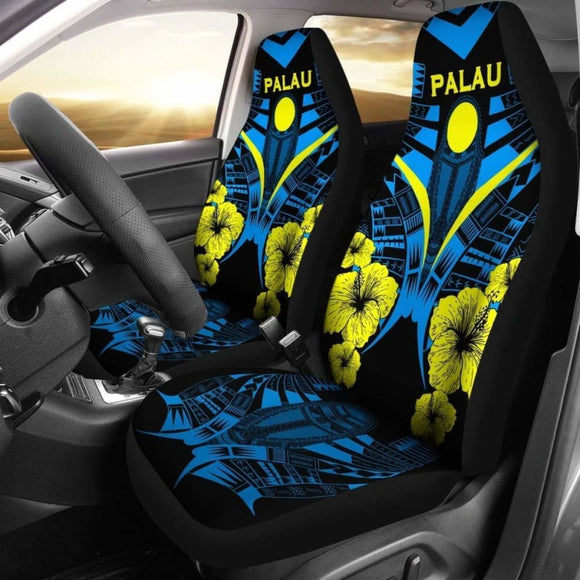 Palau Car Seat Covers - Palau Flag Hibiscus Polynesian Tattoo - 232125 - YourCarButBetter