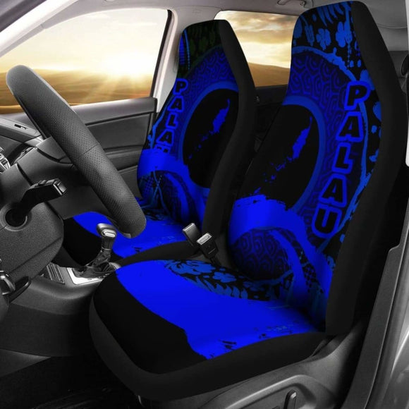 Palau Car Seat Covers - Palau Map Hibiscus And Wave Blue - 232125 - YourCarButBetter
