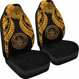 Palau Polynesian Car Seat Covers Pride Seal And Hibiscus Gold - 232125 - YourCarButBetter
