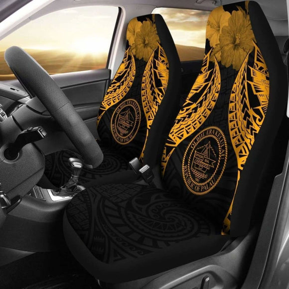 Palau Polynesian Car Seat Covers Pride Seal And Hibiscus Gold - 232125 - YourCarButBetter