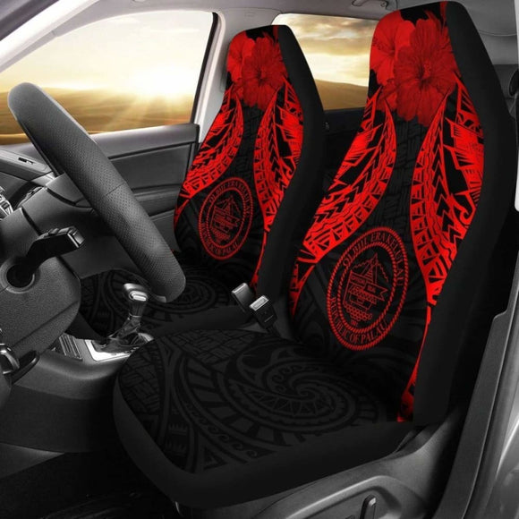 Palau Polynesian Car Seat Covers Pride Seal And Hibiscus Red - 232125 - YourCarButBetter