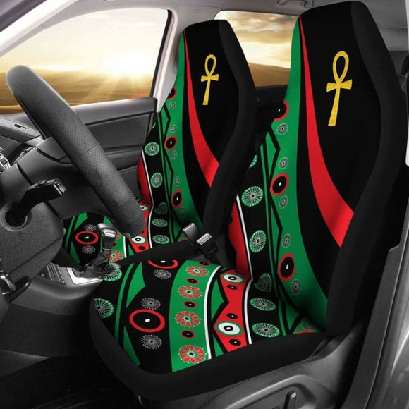 Pan African Car Seat Covers - Ankh Wirh Pan-Africanism Flag - 153908 - YourCarButBetter