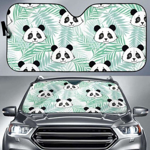 Panda Pattern Tropical Leaves Background Car Auto Sun Shades 172609 - YourCarButBetter