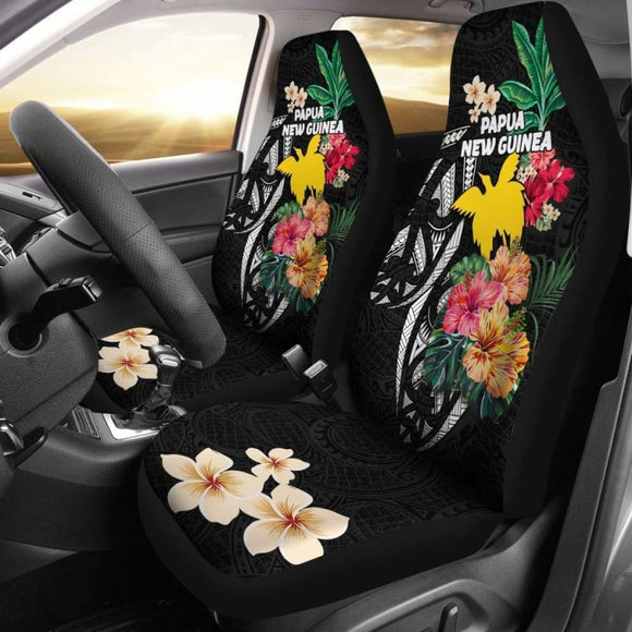Papua New Guinea Car Seat Covers Coat Of Arms Polynesian With Hibiscus 232125 - YourCarButBetter